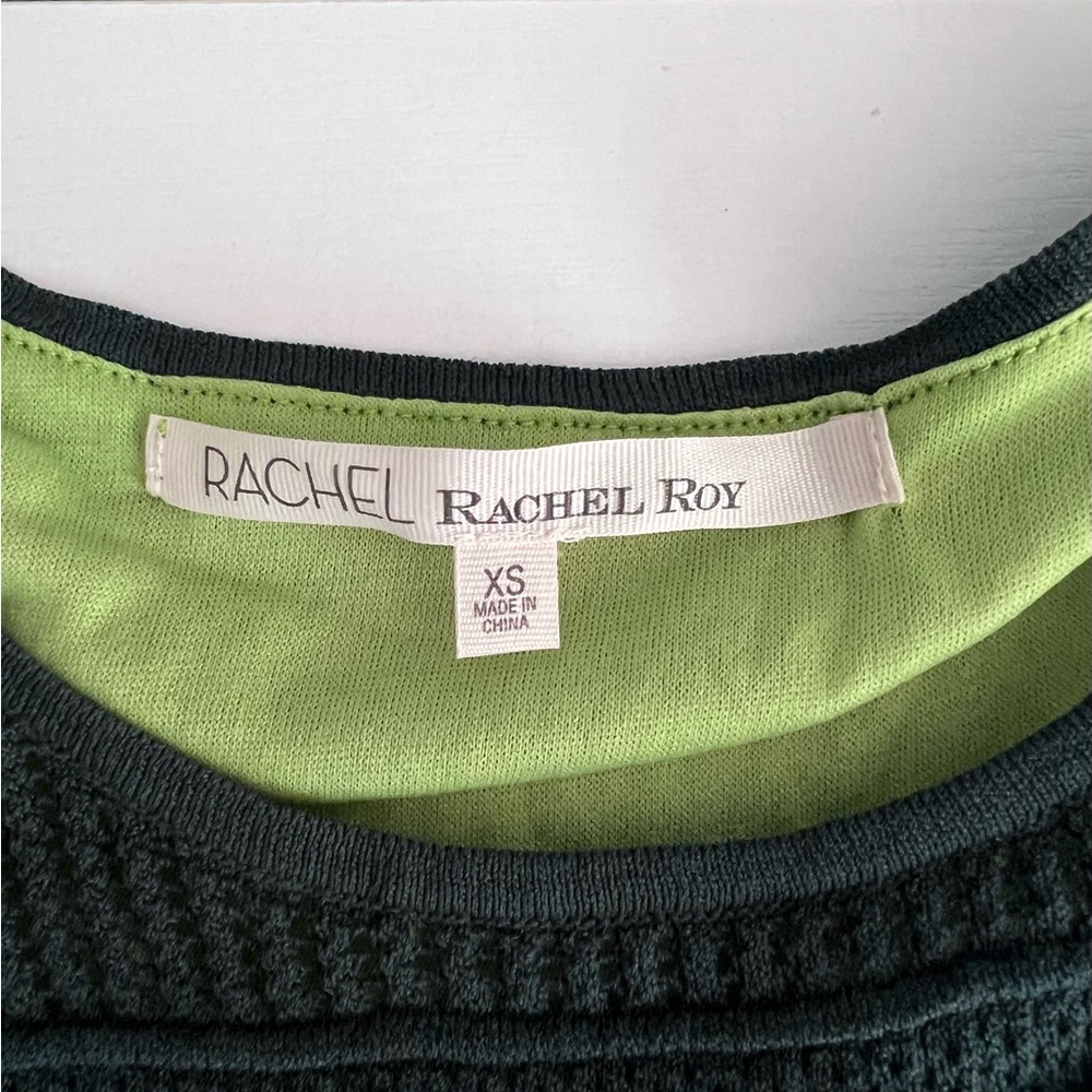 RACHEL Rachel Roy Crochet Knit Overlay Dress in Forest and Lime Green Size XS - Picture 4 of 7